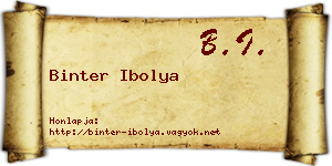 Binter Ibolya névjegykártya